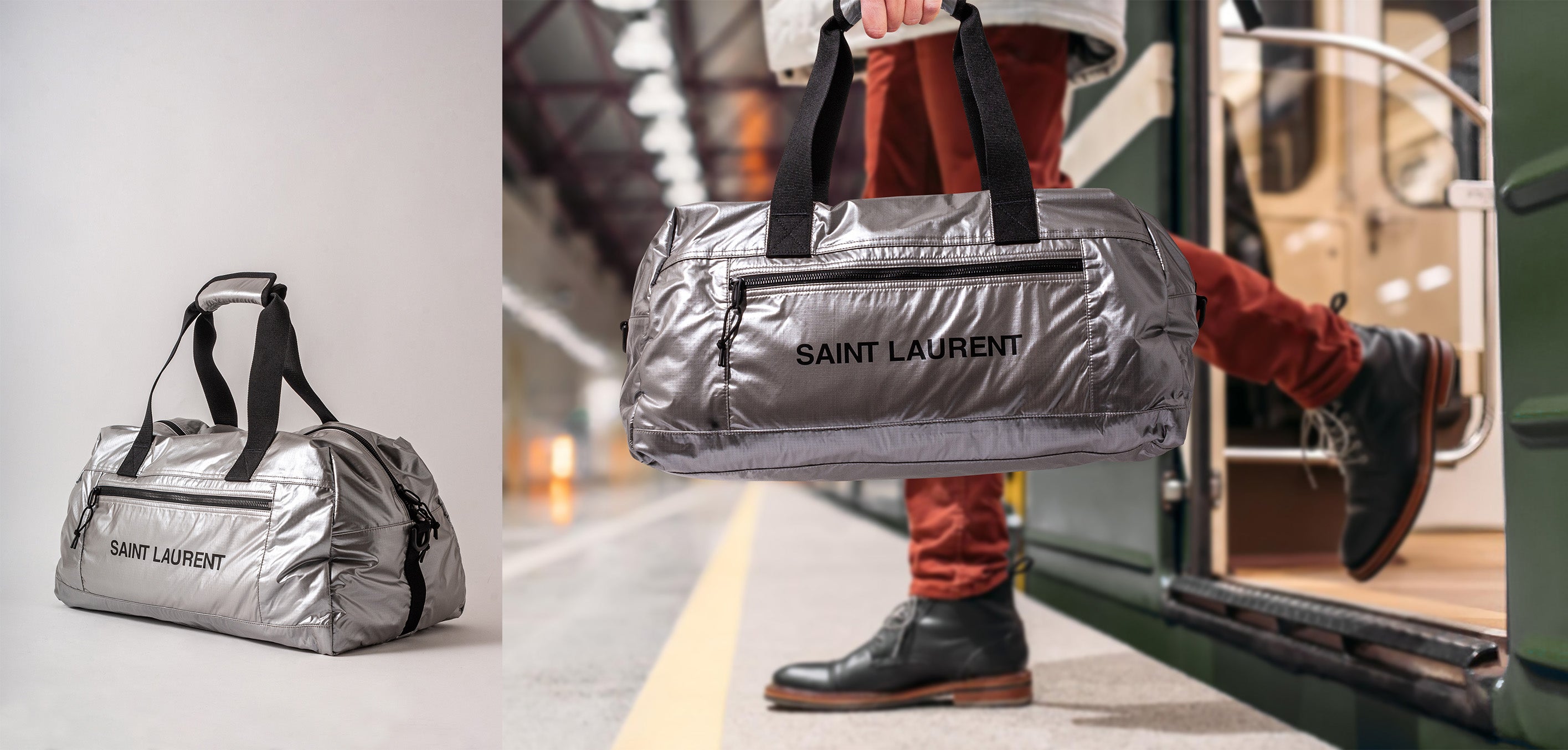 Saint Laurent Metallised Nylon Nuxx Duffle Bag