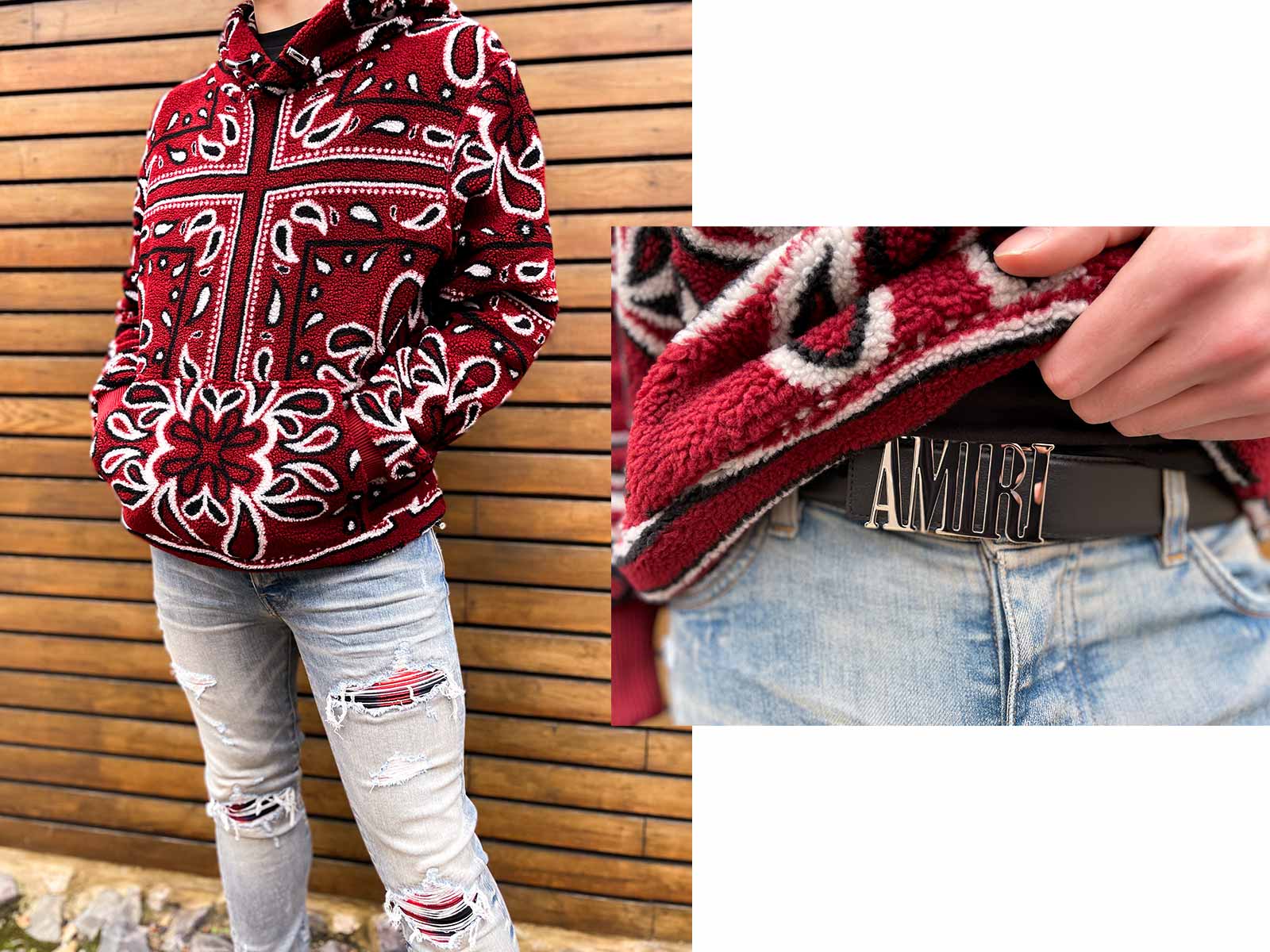 Amiri Red Bandana Fleece Hoodie