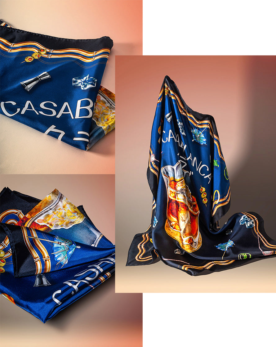 Casablanca Navy Blue Casa Club Nuit Silk Scarf