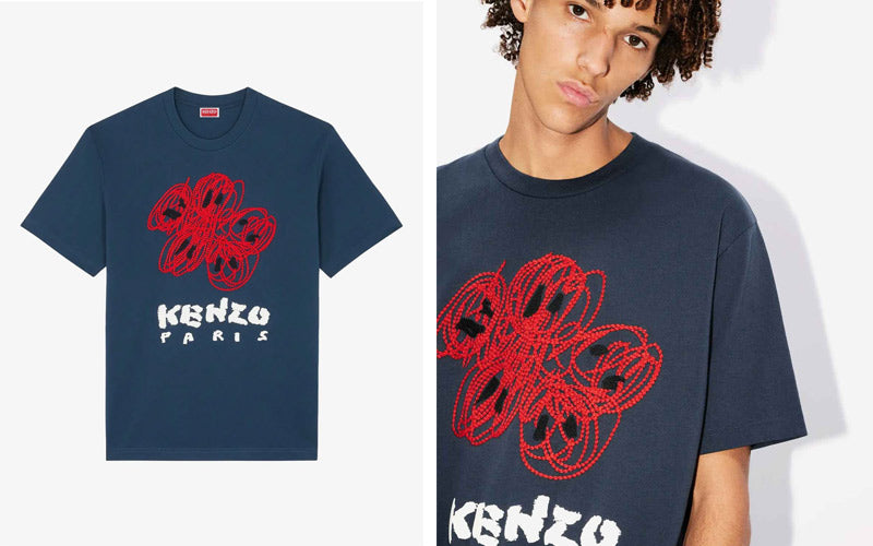 Nigo's 'Boke Flower' creation has been given a fresh twist on this T-shirt in a hand-sketched style. The graphic design is created in textured embroidery. Cut in a classic shape, this T-shirt is great with every outfit.