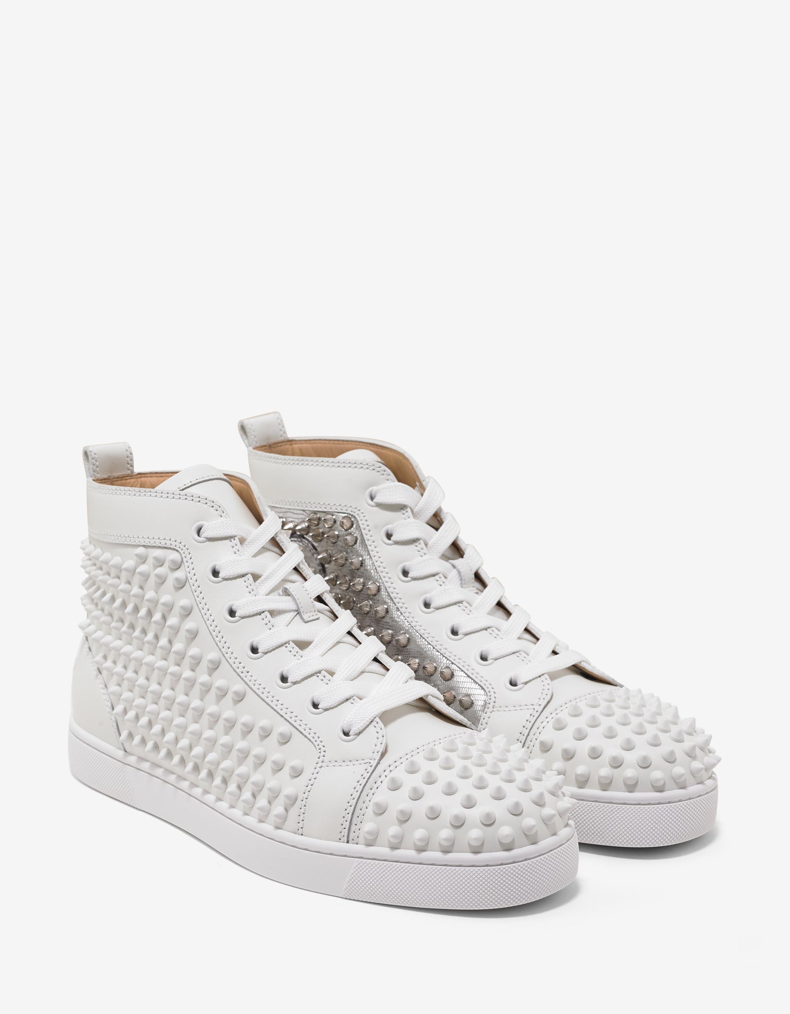 Christian Louboutin Yang Louis Flat High Top Trainers with Silver Panel ...