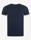 Moncler Navy Blue Tricolour Sleeve Stretch-Cotton T-Shirt