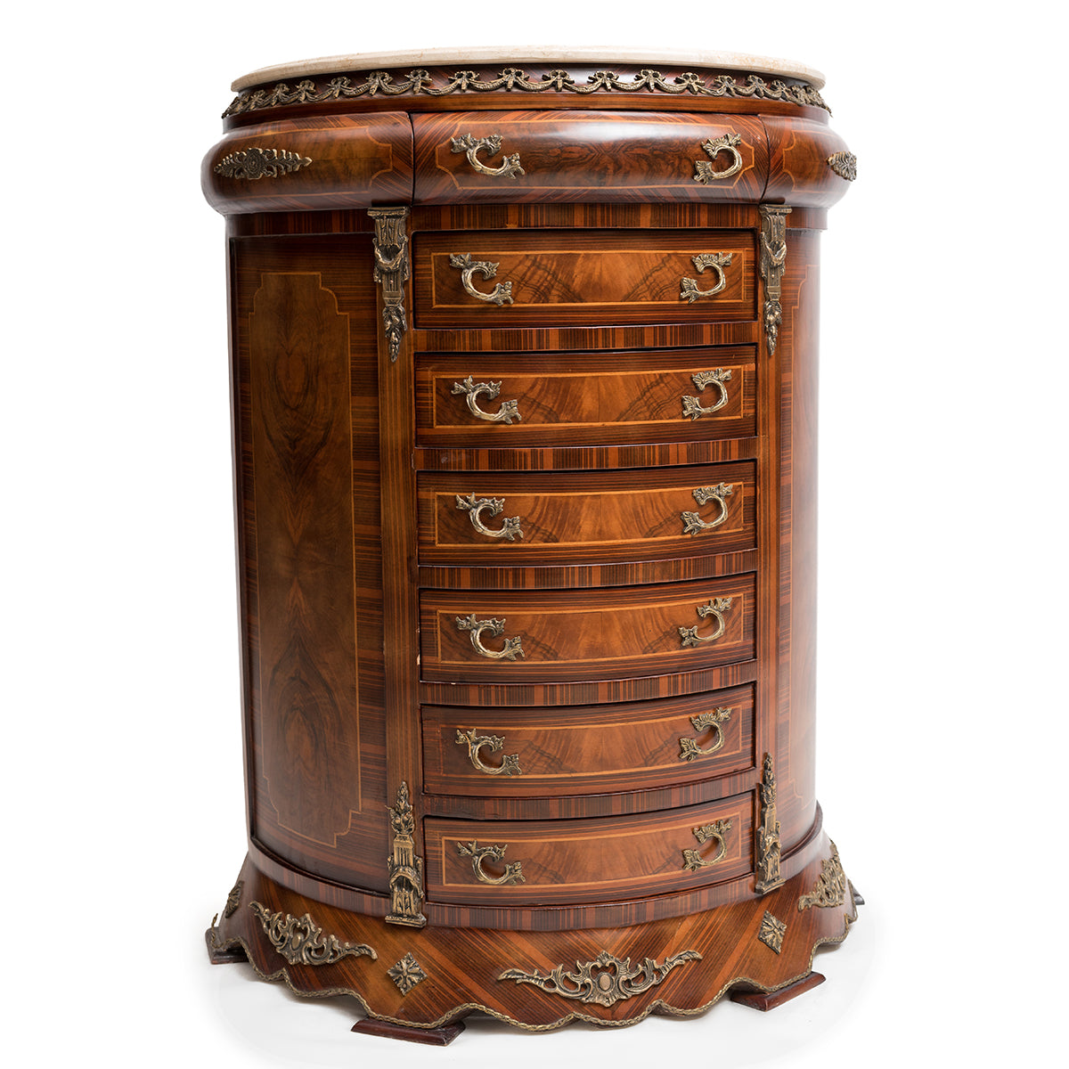 Marquetry inlaid half circle drawer chest Fntique Furniture