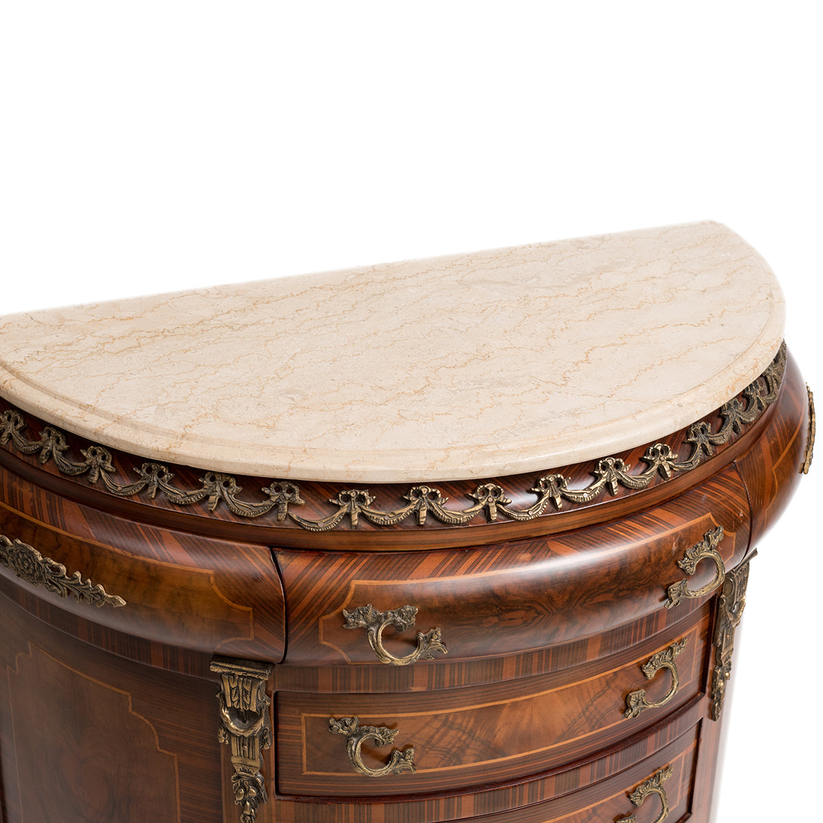 Marquetry inlaid half circle drawer chest Fntique Furniture