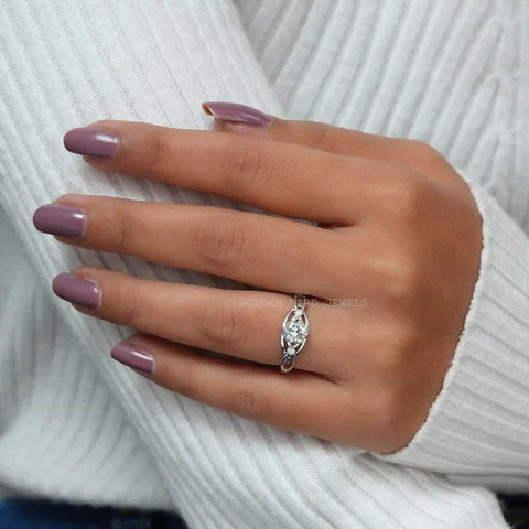 [Wearing a Beautiful Brillant Cut Moissanite Engagement Ring] - [Golden Bird Jewels]