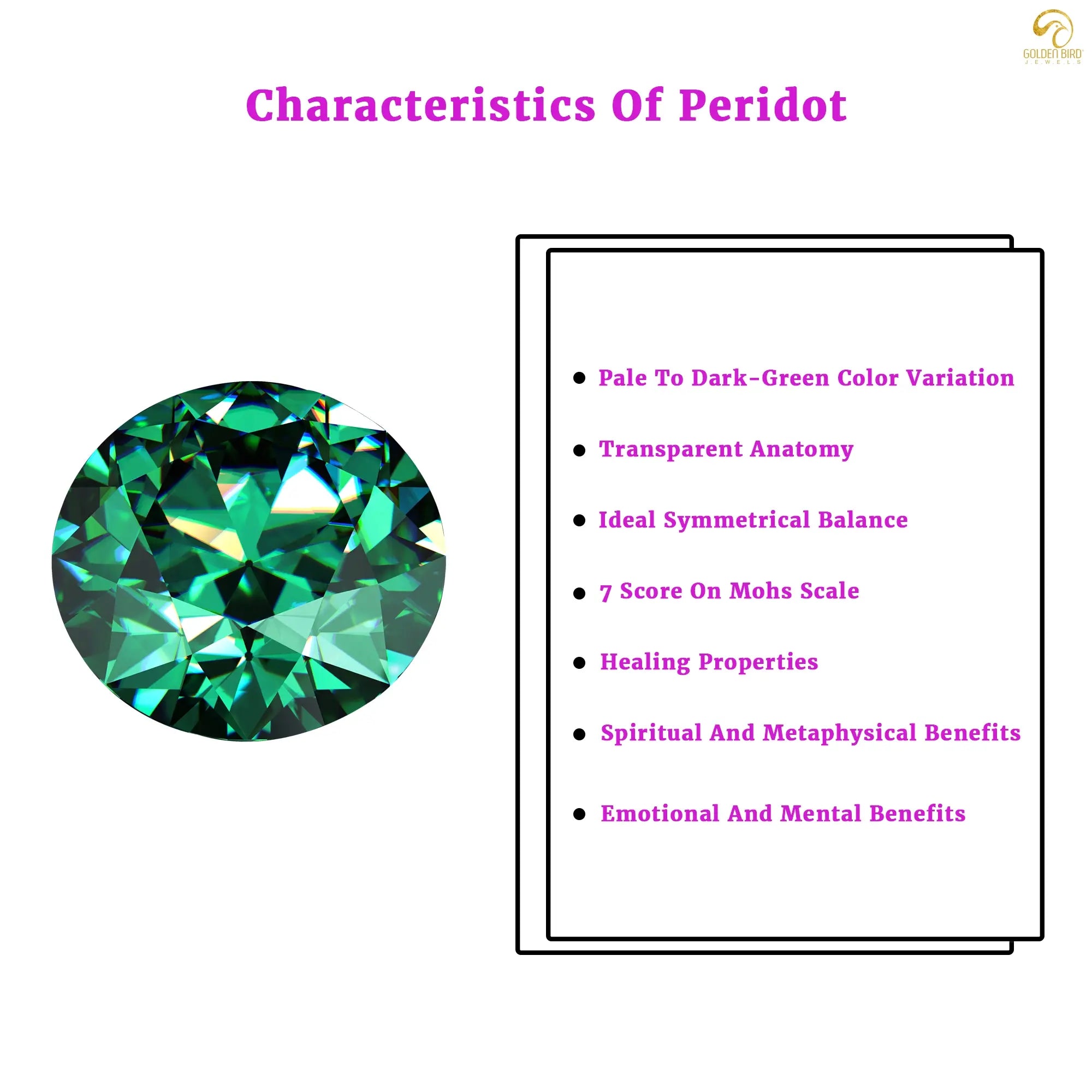 List of peridot gemstone characteristics and attributes