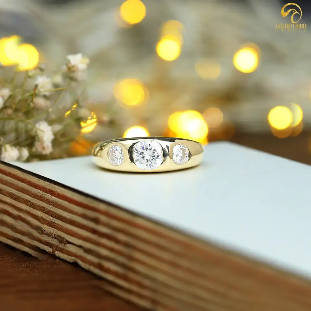 Unique flush set wedding ring to gift as a anniversary present