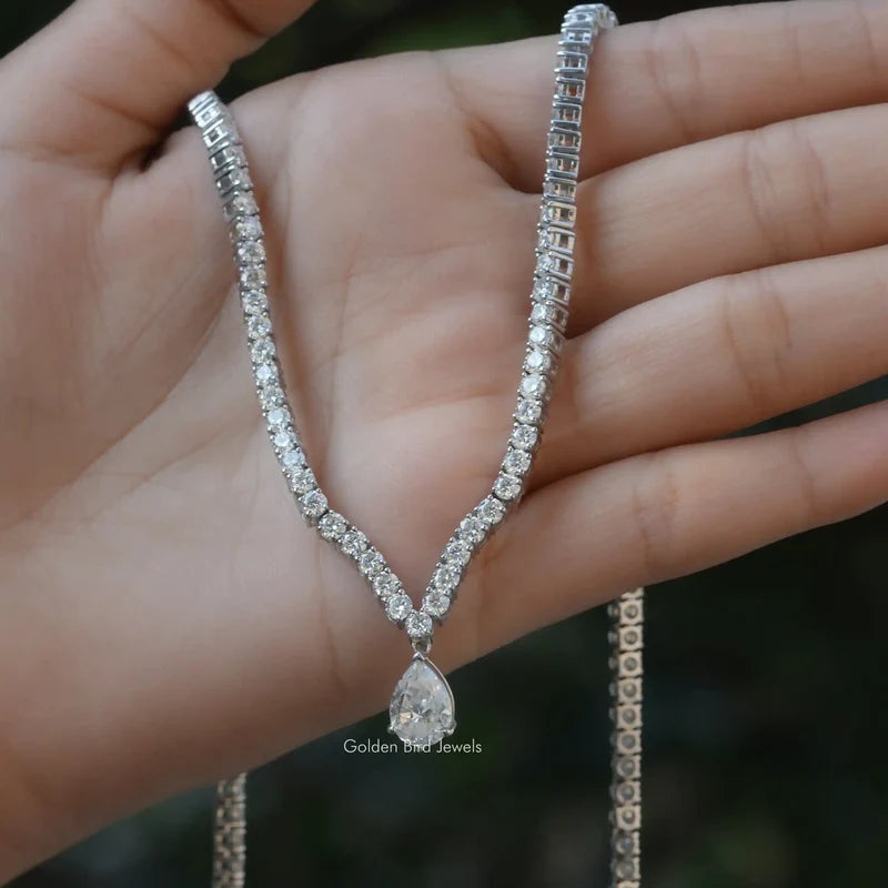 Moissanite gem 18.00 inch tennis necklace for suprise bridal gift on 25th December