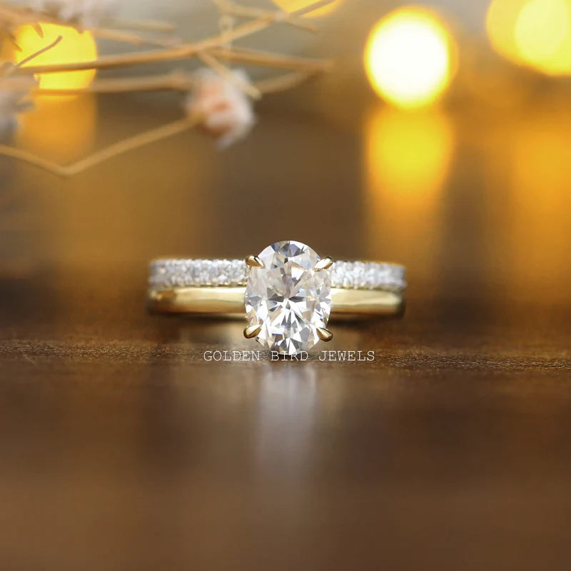 Oval Moissanite Bridal Set In Yellow Gold