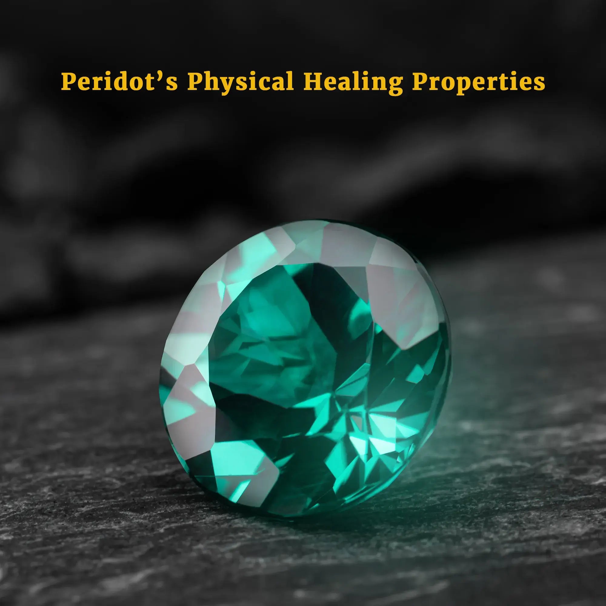 Green colored round peridot stone that carries a physical healing properties