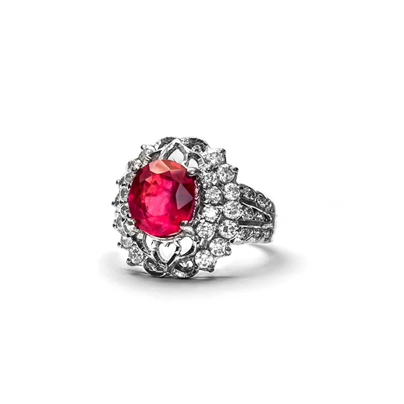 Red natural ruby gemstone ring for engagement proposal