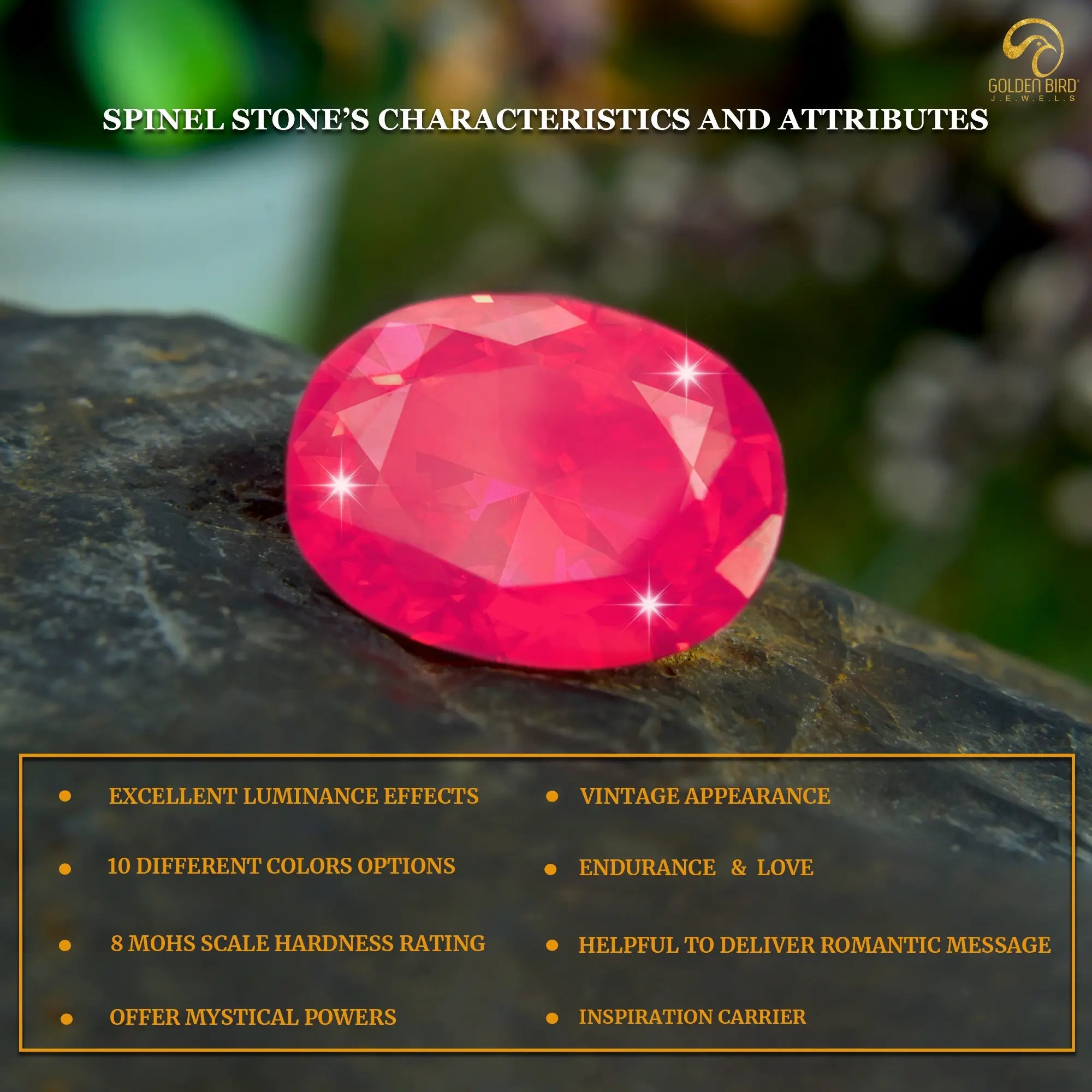 Attributes and characteristics of August month's spinel birthstone