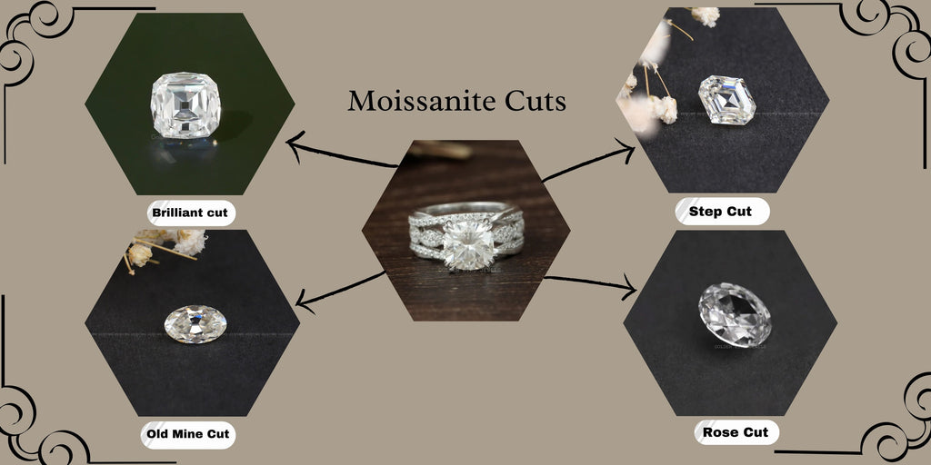 [Showing a Different Cuts of the Moissanite used in the Engagement Ring] - [Golden Bird Jewels]