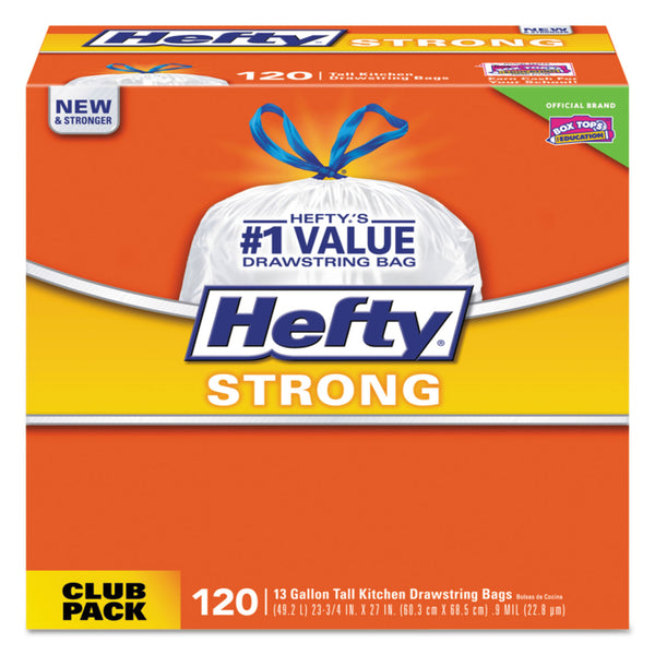 Hefty E84545 Blackout Tall-Kitchen Drawstring Bags, 13gal, 1.1Mil