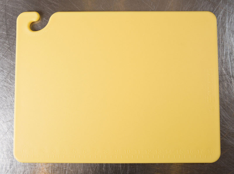 San Jamar Cutting Board, Co-Polymer, Yellow, 12" Length, 18" Width, 1/2" Thickness - CB121812YLGR