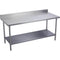 Elkay WT30S120-BSX Standard Work Table, Stainless Steel Under Shelf, 4" Backsplash, 120 (L) X 30 (W) X 36 (H) Over All