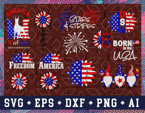 4th Of July Svg Bundle Independence Day Decorations Cut Files Americ Custom Designs