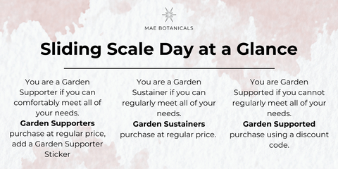 Sliding Scale Day at a Glance - Mae Botanicals