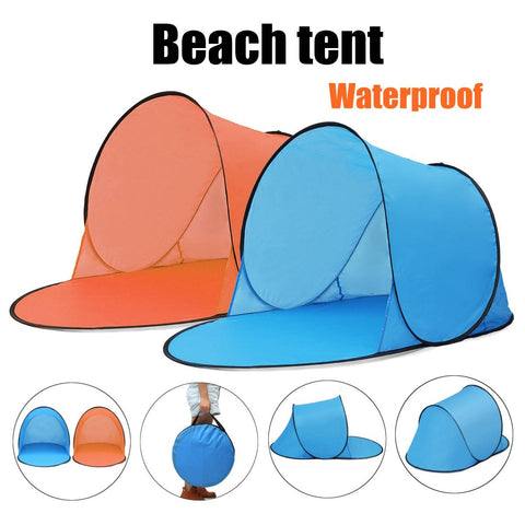 Portable Outdoor Waterproof Camping Beach Picnic Tent Pop Up Open Camping Tent Fishing Hiking Automatic Instant Blue Orange Carry