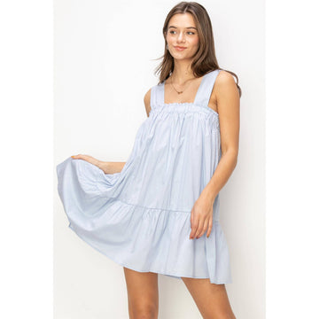 Poplin Babydoll Dress | Baby Blue