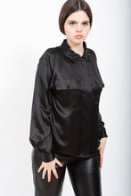 Load image into Gallery viewer, Satiny Black Blouse, Size 10
