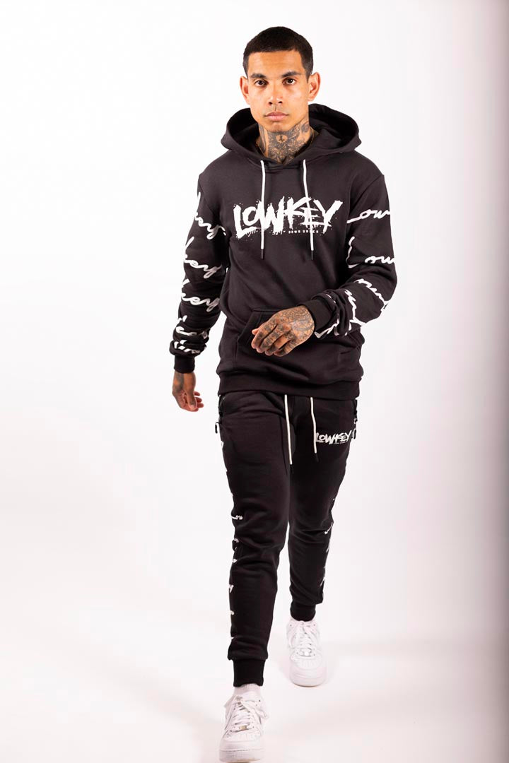 Lowkey Signature All Over Hoodie - Black – Lowkey Down Under