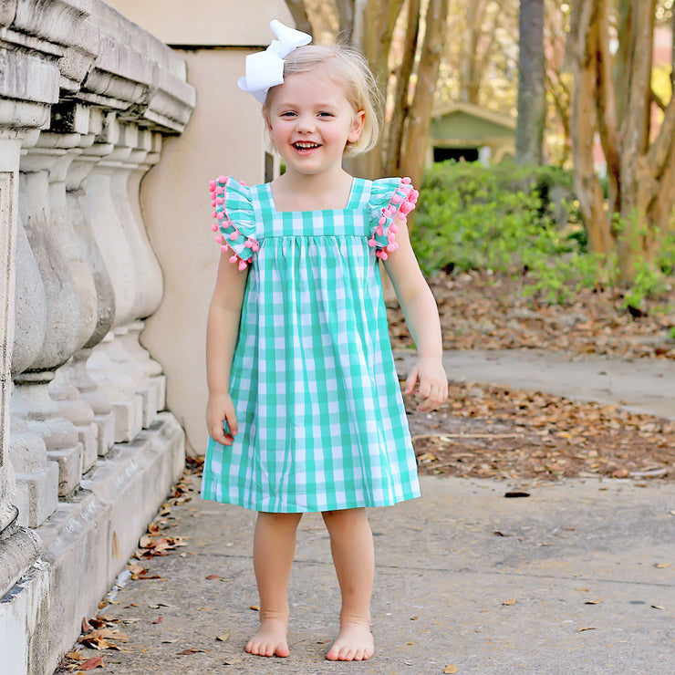 Mint Check Poppy Dress – Smocked Auctions