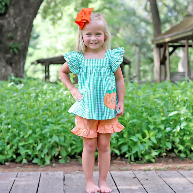 Green Pumpkin Poppy Short Set – Smocked Auctions