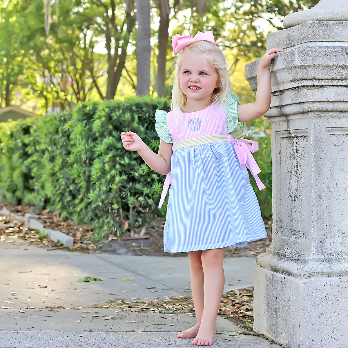 Multi Stripe Seersucker Avery Dress