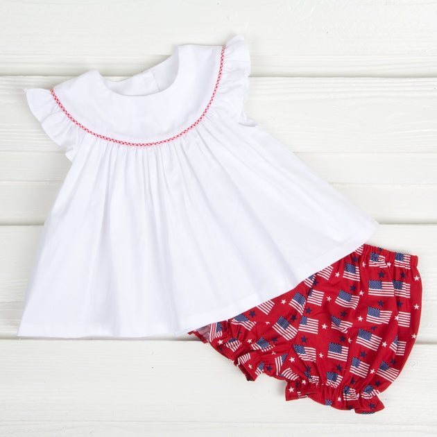 Patriotic Lucy Bloomer Set White and Red – Smocked Auctions