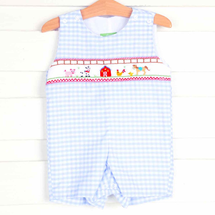 Farm Smocked Jon Jon Blue Gingham – Smocked Auctions