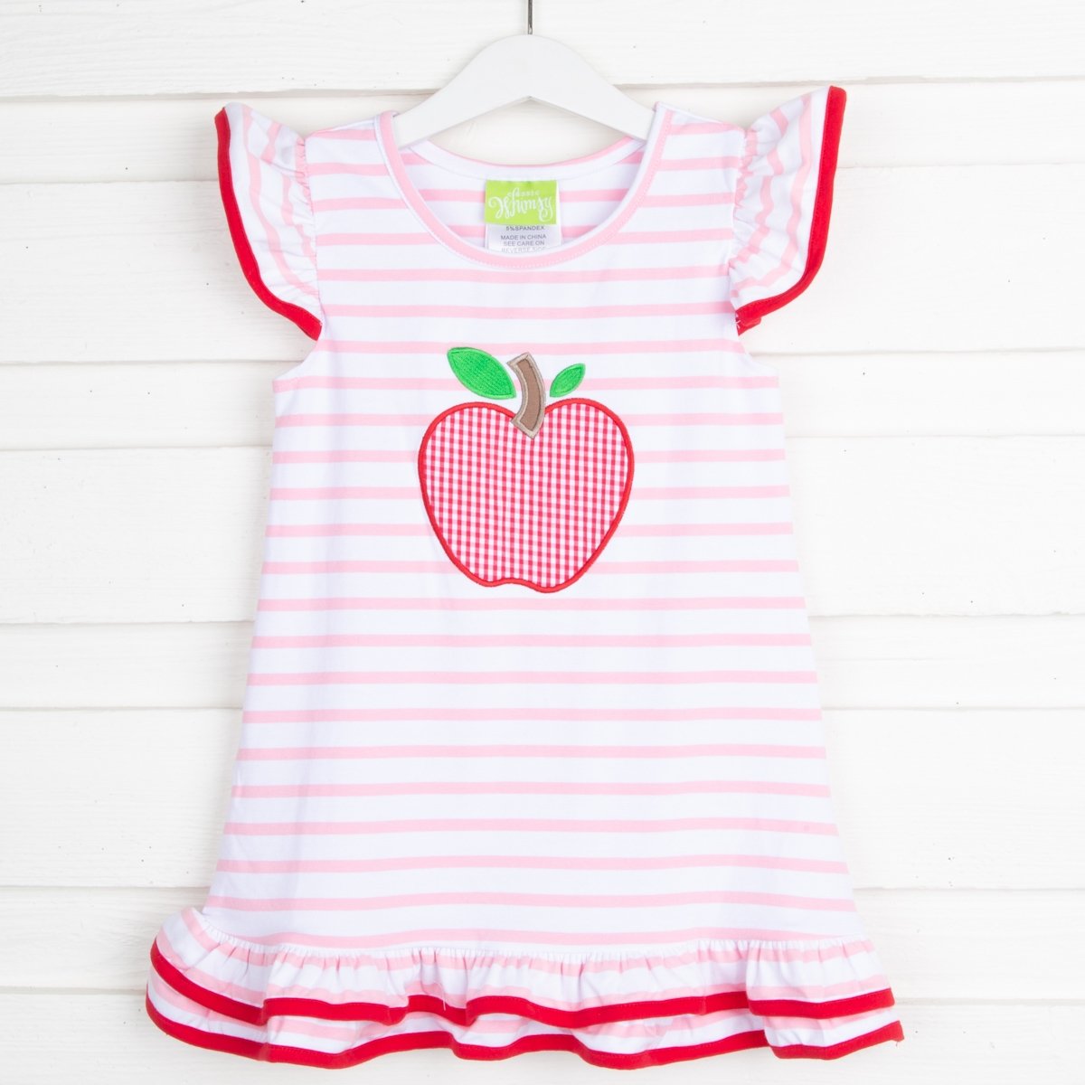 Apple Flutter Sleeve Dress Pink and White Stripe – Smocked Auctions