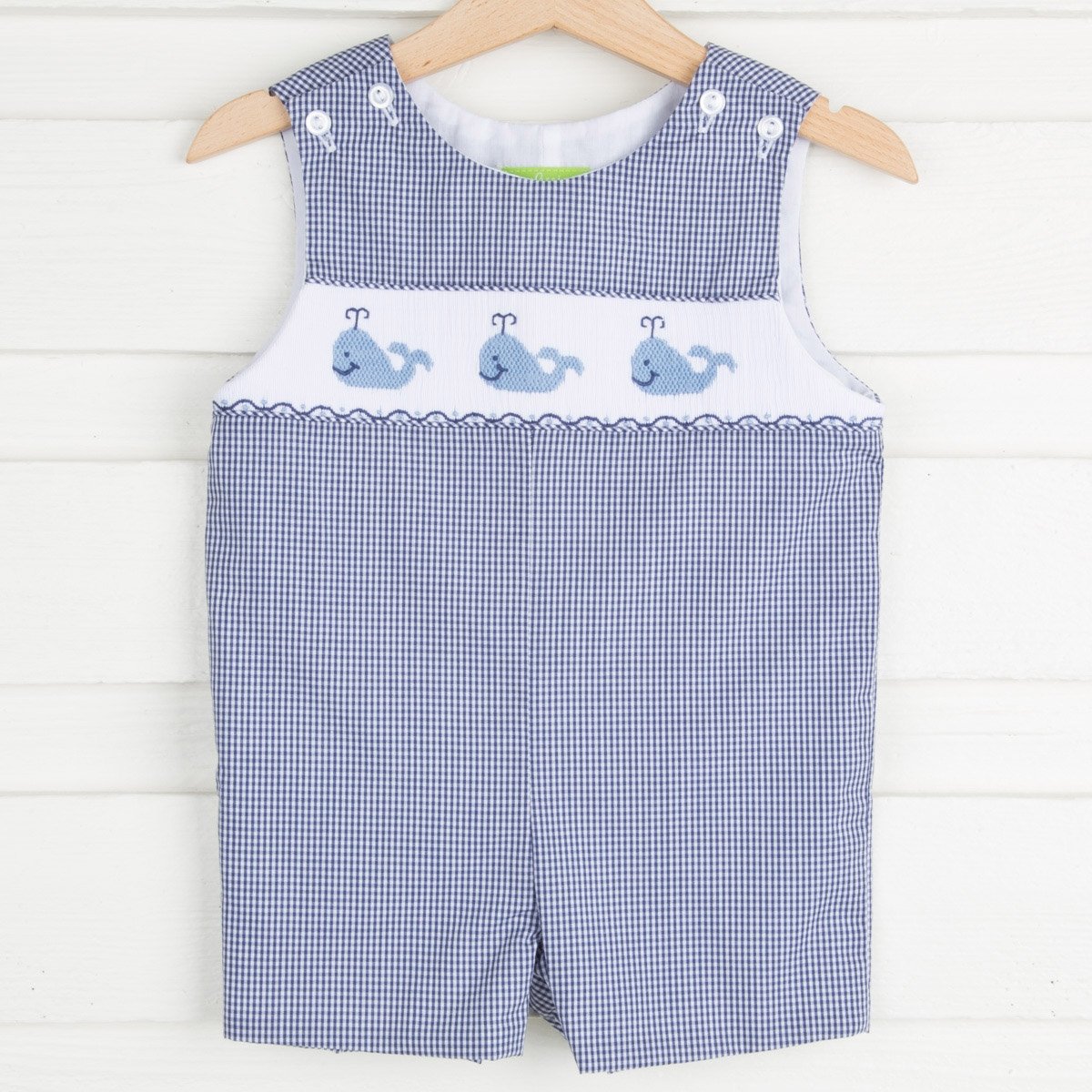 Smocked Whale Jon Jon Navy Gingham – Smocked Auctions