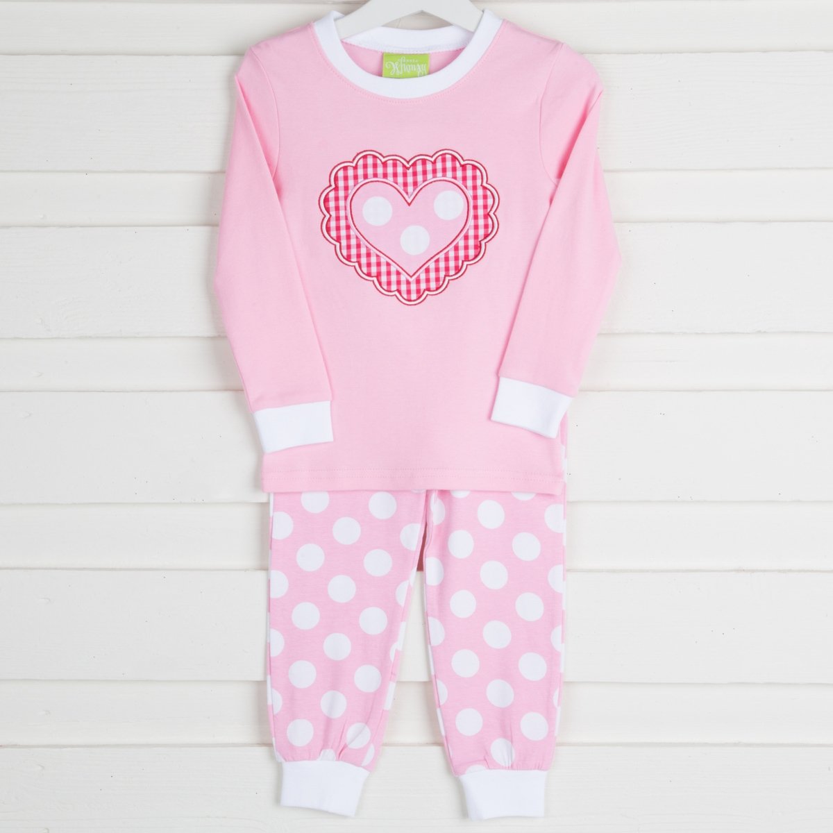 Applique Heart Loungewear Pink Polka Dot