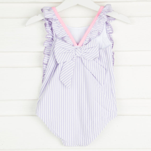Lilac Seersucker Ruffle Swimsuit – Smocked Auctions