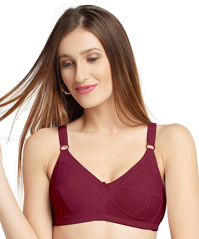 Buy DAISY DEE Women's Cotton Non-Padded Wire Free T-Shirt, Full-Coverage,  Sports, Seamless, Push-Up Bra Maroon at