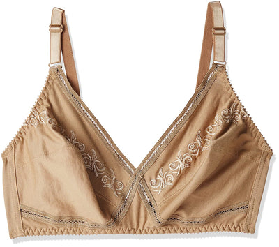 Woman BEIGE Pack of 2 non-wired bras Cotton-lined¤With lace¤Synthetic VIANA