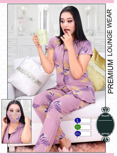 Printed Women's Sleepwear Top and Pajama Set Night Dress, Cotton