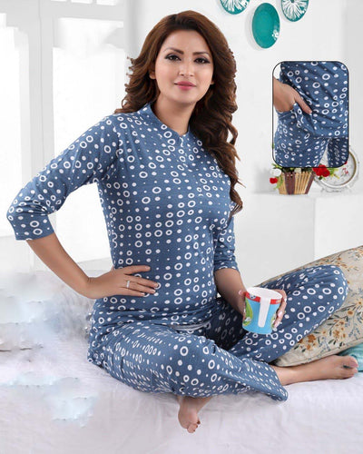 Buy Winter Cotton Printed Night Suit Set for Ladies Online – Stilento