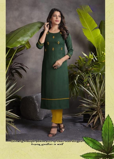 Straight Kurta Pant Set with Embroidery for ladies