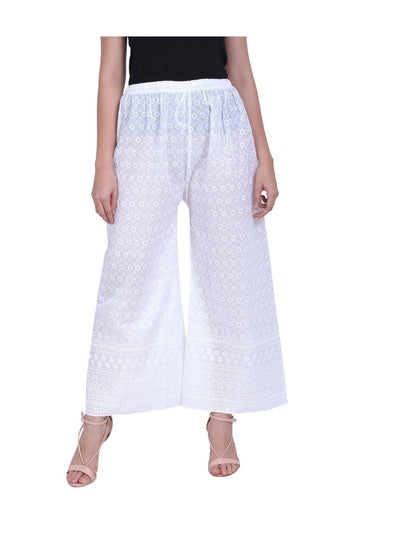 Women's Blue Cotton Printed Casual Palazzo Pants – Stilento