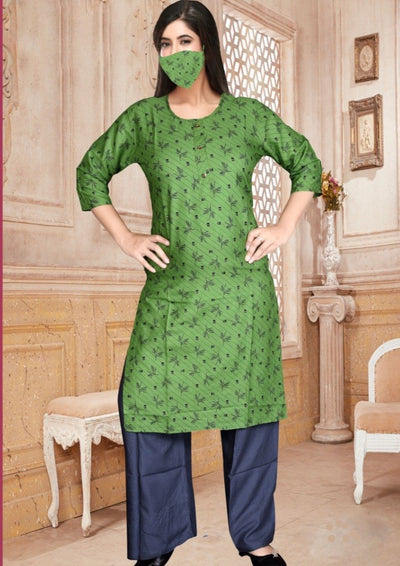 Jaipuri Printed Cotton Kurti Palazzo Set | Kurti designs latest, Indian  fashion, Long kurti designs