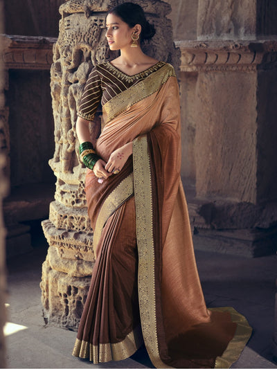 Buy Brown Tissue Sarees Online for Women in USA