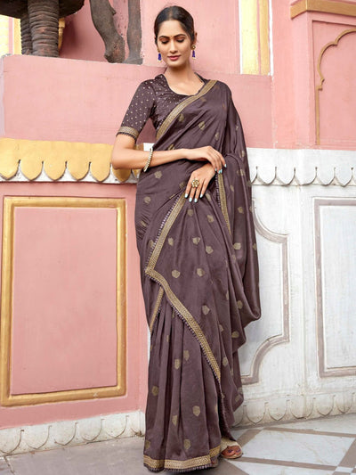 Brown Silk Saree With Blouse 274471