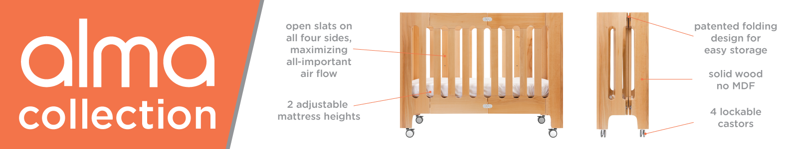 alma papa crib newborn to 4 years old features