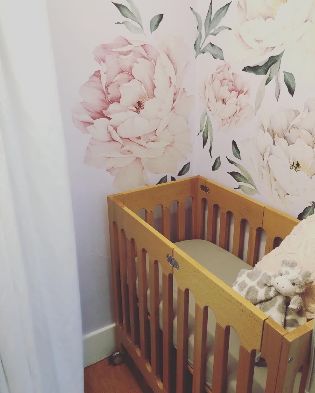 floral statement alma mini crib closet nursery