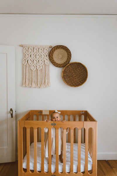 alma mini+ crib natural wood nursery
