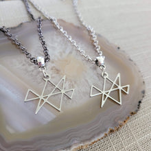 Load image into Gallery viewer, Midas Star Necklace, Your Choice of Gunmetal or Silver Rolo Chain, Reiki Jewelry
