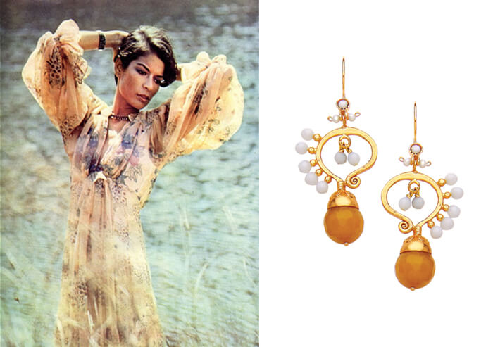 Agate Safari Chandelier Earrings, Bianca Jagger