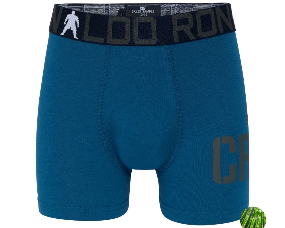 CR7-Men's Boxers in Organic Cotton - Black with Gold Elastic